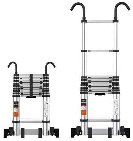 Escaleras para Áticos Escalera Telescópica con Barra de Equilibrio y Ruedas, Escalera Portátil de Aluminio para Ático, Escalera Retráctil para Proyectos de Bricolaje, Escalera Antideslizante para Átic