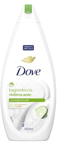 Dove Refreshing Shower Foam, Dermo-Natural Moisturiser, Cucumber and Green Tea, 1/4 Moisturiser, Dermatologically Tested, Shower Gel for Men and Women, 100% Recycled Bottle* 750