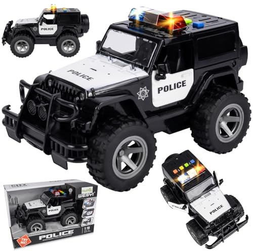 MalPlay Polizeiauto Spielzeug Auto Sounds Licht für Kinder ab 3 Jahren Schwarz
