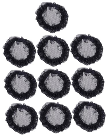 Elastisches Haarnetz für Tänzerinnen, 10 Stück aus Spitze Schwarz