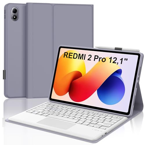 Occtingkind Für Redmi Pad 2 Pro 12.1 Tastaturhülle mit Touchpad QWERTZ | Mit Touchpad - Langer Akkulaufzeit, Zuverlässiger, Für Optimale Nutzung, Für Redmi Pad 2 Pro Hülle mit Tastatur Lavendel