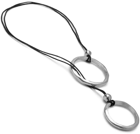 VLNET® | Vestopazzo collana pendente filo con 2 ciondoli a forma di cuore o cerchio | alluminio 100% riciclato | lunghezza regolabile | lavorazione artigianale