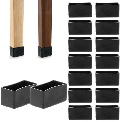 Healeved 20pcs Chair Leg Floor Protectors 1.57 X 0.79 X 0.79in Rubber Chair Leg Covers Rectangular Table Covers Furniture Protectors for Hardwood Floors Anti-Slip Furniture feet Caps