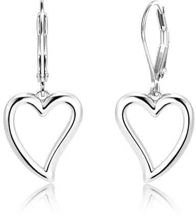MIYUEFAN Herz Ohrring 925 Silber für Damen, Muttertagsgeschenk 14K Vergoldete Ohrringe Hängend mit Herz, Hypoallergene Schmuck Geschenk Muttertag für Damen Frauen