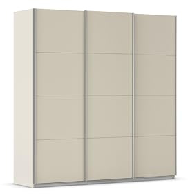 Rauch Möbel KULMBACH, Schwebetürenschrank, Farbe Beige, Breite 203 cm | Kleiderschrank mit Schwebetüren, Schiebetüren, 3-türig, Zubehör Basic, für Schlafzimmer, Jugendzimmer, Garderobe, Flur