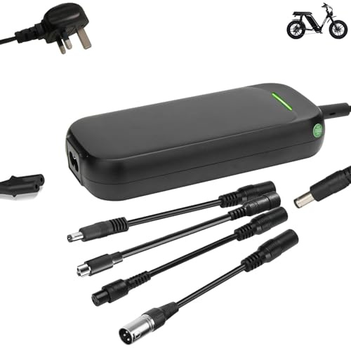 Xietongpo 42V 2A Electric Scooter Charger for 36V 10S Lithium Battery | E Bike Hoverboard Power Adapter with 4 Plugs DC2.1/2.5mm 3P-XLR GX12