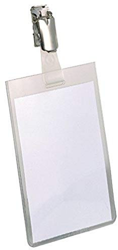 Durable Namensschild (mit Clip, 90 x 60 mm, Kunststoff) Packung à 25 Stück, transparent, 800219