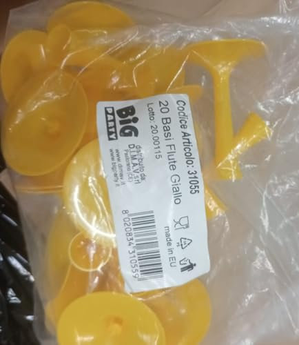 20 X FLUTE + BASE IN PLASTICA VARI COLORI (BASE GIALLA)