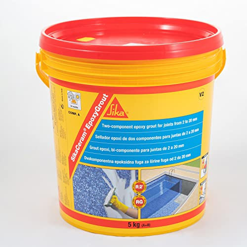 SIKA - Mortero de rejuntado epoxi - SikaCeram EpoxyGrout - Luna - de alta resistencia - para baldosas y azulejos con espesores de 2 a 20 mm - para paredes y suelos interior y exterior - 5kg