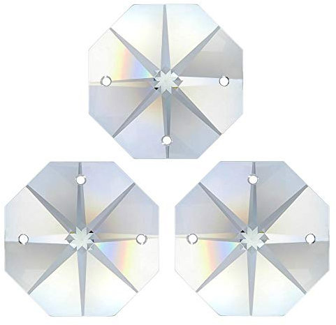 35x Regenbogenkristall Oktagon Stern ~ Koppe 14mm 3 Loch Crystal K9 ~ Feng Shui Kronleuchter Lüster
