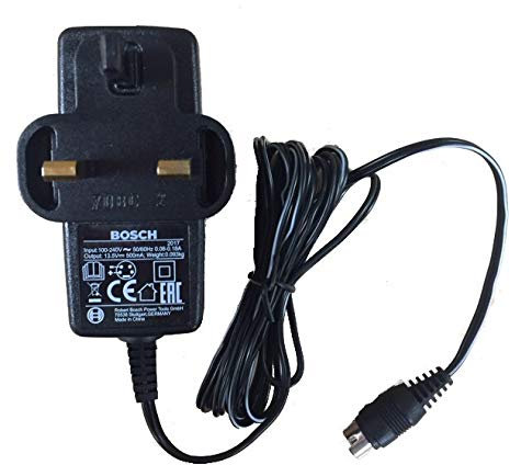 Bosch Genuine Charger (UK/GB Version) for KEO Cordless Garden Saw & ASB 10.8-Li Cordless Hedge Shear (Black, 18V, 2A, Wall Mount, Proprietary Bosch Connection)