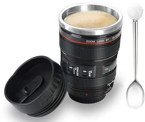 Objektiv Tasse Kamera Kaffeebecher, Kameraobjektiv-KaffeetasseGeschenk für Fotografie-Enthusiasten - 350ml Schwarz