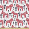 ABAKUHAUS Ethnisch Stoff als Meterware, Folk Dala Pferd mit Blumen, Qualitäts Stoff Dekorativer Polster Heimtextilienstoff, 2M (148x200cm), Dunkle Coral Indigo und Weiß