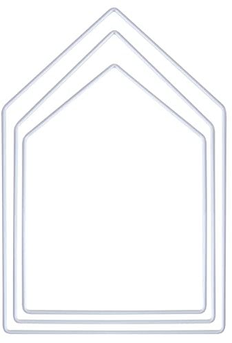 Rayher Metallformen Haus, weiß, sortiert, Box 3 Stück, je 1x 19 cm, 23 cm, 27,5 cm, Metallringe, Drahtformen zum Basteln, für Wickeltechnik, Floristik, Makramee Ring, 25223102