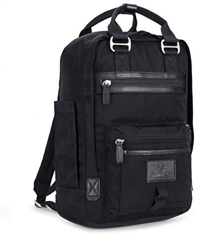 SEVENTEEN LONDON – 12L Laptop-Rucksack für Damen 13 Zoll Mädchen Jungen Schulrucksack Wasserabweisendes Nylon Tagesrucksack in Schwarz für Universität/Reisen/Herren – 'Wimbledon'