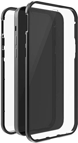Black Rock - Handyhülle 360 Grad Glass Case Hülle passend für Apple iPhone 12 Mini I Durchsichtig, Magnet Verschluss Cover (Transparent mit schwarzem Rahmen)
