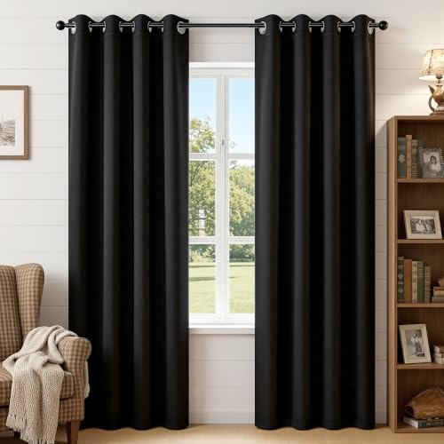 Joydeco Blackout Curtains for Bedroom 84 Inch - Black Out Curtains with Grommets Thermal Insulated Room Darkening Light Blocking, Noise Reducing & Wrinkle-Free Drapes for Living Room Windows, 2 Panels