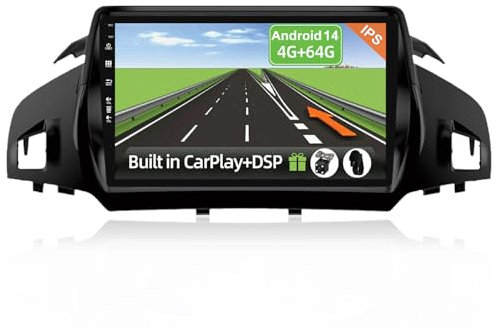 YUNTX [4GB+64GB] Android 13 Autoradio für Ford Kuga/Escape/C-max(2013-2017)-2 Din-[Integriertes Wireless CarPlay/Android Auto/DSP/GPS]-IPS 2.5D 9”-kamera+MIC-DAB/Lenkradsteuerung/360 Kamera/MirrorLink