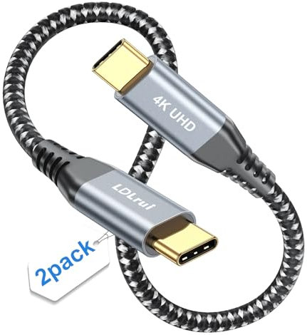 USB C to USB C 3.2 Gen 2x2 Cable 0.3M 2Pack w/ 20Gbps Type C Data Transfer 100W Power Delivery 4K Video Output, Compatible with Thunderbolt 3 for Samsung T9 SSD, iPhone 15 Pro, iPad Pro, USB-C Monitor