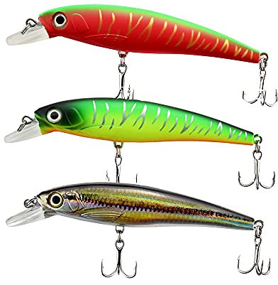 ODS Minnow Kunstköder Schwimmende Wobbler für Oberwasser Harten Fischköder Set zum Angeln auf Zander Raubfisch Hechtfang (Set B)