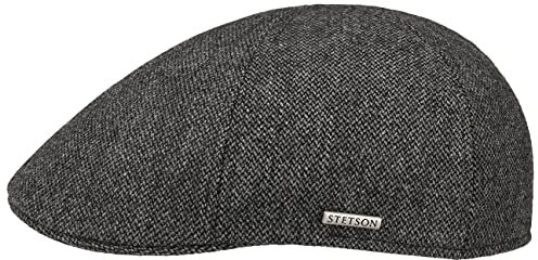 Stetson Texas Woolix Flatcap Herren - Made in The EU - Schiebermütze mit Wollanteil - Gefüttert mit hautsympathischer Baumwolle - Melierte Herrenmütze - Cap für Herbst/Winter grau XL (60-61 cm)