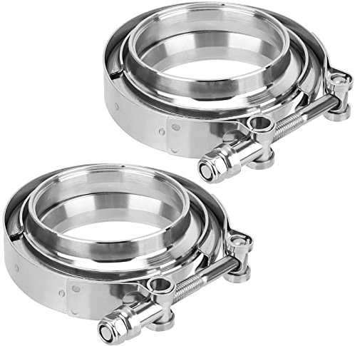 JOIKIT 2 Pack 4 Inch Exhaust V Band Clamp Stainless Steel V Band Clamp with Male Female Flanges for Turbo Pipes, Exhaust System, Downpipe Assembly,Fits 4 OD Pipes