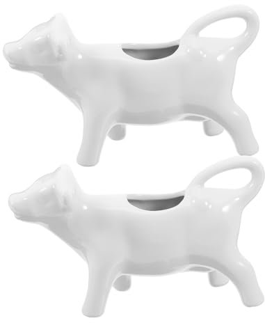 Angoily Butterdose Kuh Saucenkanne Kuh 2 Stücke Keramikcreme Kugel ?rmige Creamer Milch Schaumkugel Krug Keramikmilchausgie? Für Tee 40Ml Porzellan Krug Porzellan Krug Soßenkanne Kuh