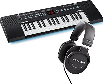 Alesis Melody 32 + M-Audio HDH40 – Pianola Portatile Per Scuola Media Tastiera Musicale a 32 tasti con casse + Cuffie Over Ear chiuse con archetto flessibile e cavo da 2,7 m