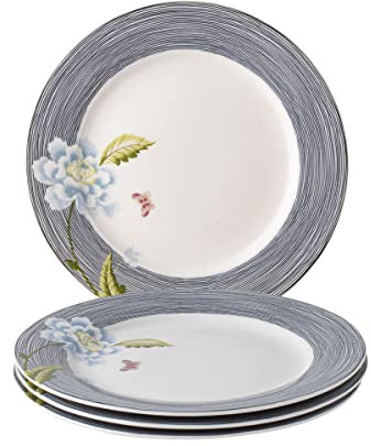 Laura Ashley Set/4 plates 20 Midnight Pinstripe in giftbox Heritage Collectables