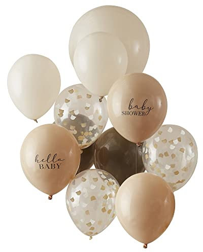 Babyparty Luftballons Neutral 5 Stück – Baby Shower Deko in Grün, Beige & Gold – Heliumgeeignet – Junge oder Mädchen – Gender Reveal Party Ballons mit Baby Aufdruck (Baby unisex - grün)