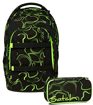 Satch Pack Schulrucksack Set 2tlg. inkl. Schlamperbox (Green Supreme)