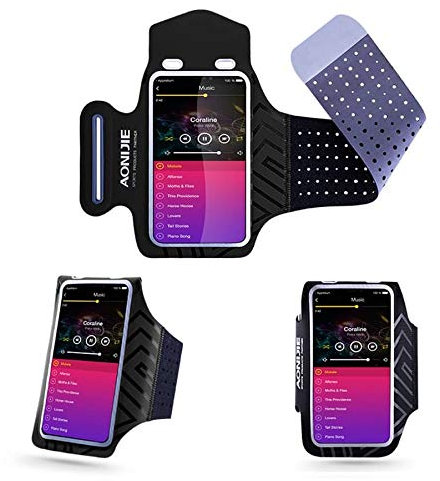 DFV mobile - Professional Sleeve Neoprene Bracelet Sports Hiking Running Fitness Cycling Gym for JVC J20 (2020) - Black