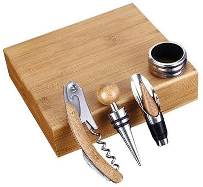 Coffret vin Personnalisable en Bois Mabouteille® - Coffret oenologie avec Tire-Bouchon Double Levier, Bague Stop-Gouttes, Bouchon Stop-Gouttes, Bouchon métal… [ Accessoires pour vin ]