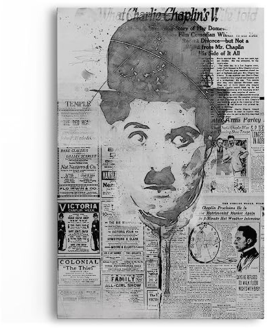 Paul Sinus Charlie Chaplin Porträt Zeitungsartkiel Schwarz Weiß Kunstvoll