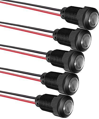 Gebildet 5Stück LED-Kunststoff-Kontrollleuchte, AC/DC 12-24V, Montagelochgröße 12mm (weiß)