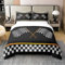 richhome 100% Natur Baumwolle Schwarz Weiß Karierte Flagge Bettbezug Set Racing Wettbewerb Tröster Bezug Set 135x200 Extreme Sport Gelb Bettwäsche Set