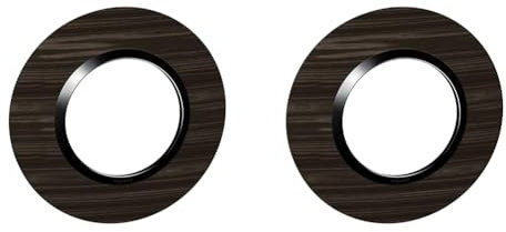 Legrand - Plaque de finition ronde dooxie 1 poste finition effet bois ébène avec bague noire brillante (Lot de 2)