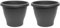 Acan Tradineur Lot de 2 pots de fleurs ronds en plastique pour plantes et fleurs méditerranéennes avec trous inférieurs Conteneur extérieur et intérieur de la maison Gris 35 cm