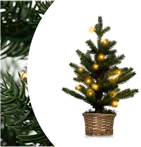 SPOTRAVEL 1.5/2FT Pre-lit Tabletop Christmas Tree, Green Mini Xmas Tree with 20/50 LED Lights & Base, Festival Plant Small Christmas Decoration for Home Party Office (Green, With 20 LED Lights)