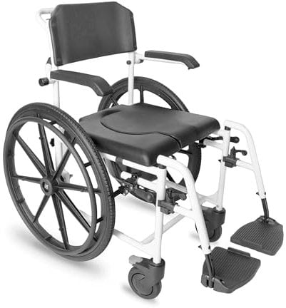 KMINA PRO - Self Propelled Commode Shower Wheelchair, Disabled Toilet Chair with Wheels, Elderly, Black