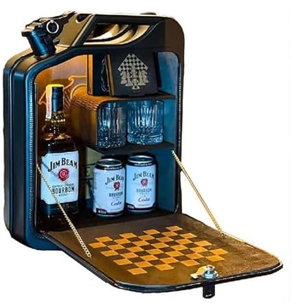 JerryCan Bar, Boîte De Rangement Créative en Forme De Baril D'huile, Armoire De Bar À Whisky Mobile, Ensemble De Mini-Bar, Cadeau Personnalisé, Décorations De Noël, pour Mari/Papa/Petit Ami