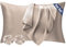 Seiwohl Satin Kissenbezug 40x70 2er Set, Weich wie Seidenkissenbezug Silk Pillowcase, Vegane Seide Kopfkissenbezug Kissenhülle Seidenkopfkissen für Haar und Haut mit 2 Haargummis, Taupe