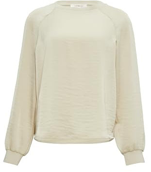 Blusenshirt aus Satin mit Rippbündchen helles beige 44