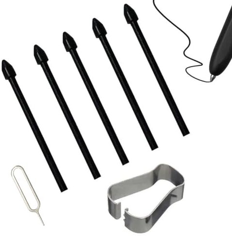 Punte di Ricambio per Samsung Galaxy Tab S8 / S8+ Plus /S8 Ultra / S9 / S9+/ S9 Ultra/ S9 FE Tocca Stylus S Pen con pinzetta, 5 pezzi, nero
