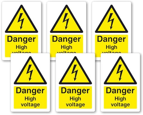 6 Adesivi di pericolo ad alta tensione, cartello di salute e sicurezza elettrica, 40 mm x 60 mm