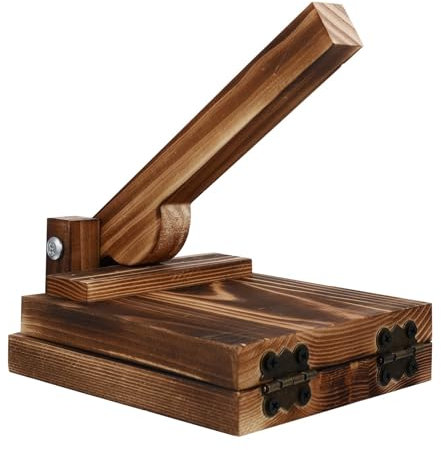 Amosfun Tortilla-Presse aus Holz, Teigpresse, groß, für selbstgemachte Tortilla, Roti, Taco, Teigpresse, Braun