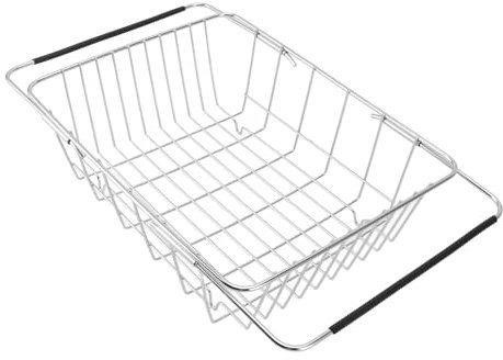 Luqeeg Organizador del Congelador Bin, Contenedor de Almacenamiento de Cesta de Alambre, Cesta Almacenamiento Congelador Carga Expandible Acero Inoxidable sobre para Cocina