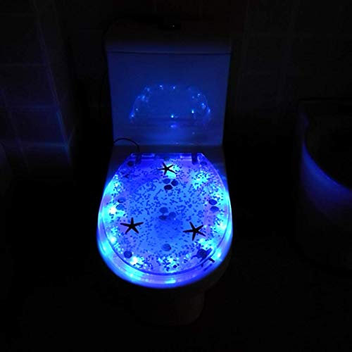 DLAZUM Toilettensitz, Toilettendeckel mit Absenkautomatik und Schnellverschluss, schöner LED-Toilettensitz mit stabilen Scharnieren (Normale Befestigung unten), (LED-Befestigung unten), (LED-Befest