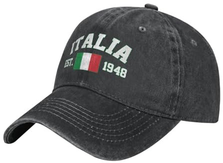 Basecap Italien Flagge Baseball Mütze Gewaschener Denim Sommer Kappe Baumwolle Baseball Kappe Für Teenager, Herren, Damen
