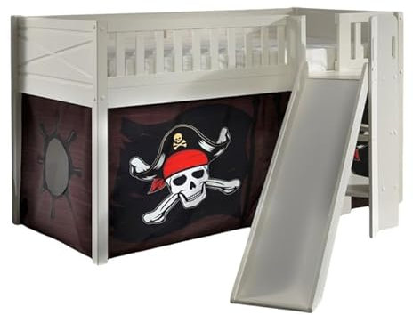 Paris Prix Lit Enfant Toboggan & Tente Scott Caribian Pirates 90x200cm Blanc